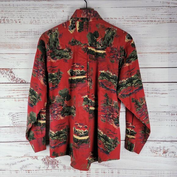 Bushwacker USA Button Up Shirt Womens Size M Dog Hunting All Over Print Red - Picture 7 of 8